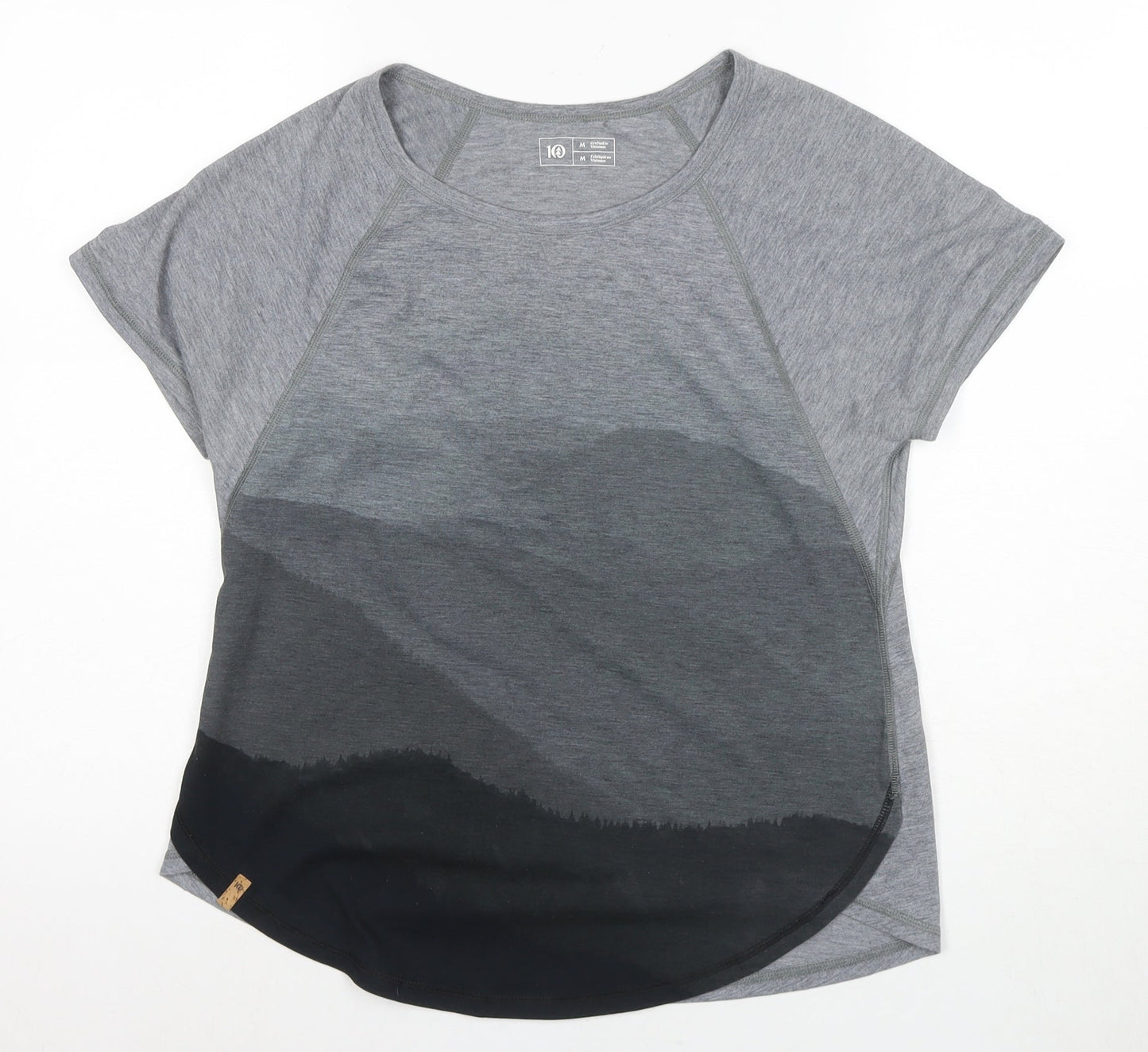 Women's Grey Basic T-Shirt M Activewear Raglan Sleeve