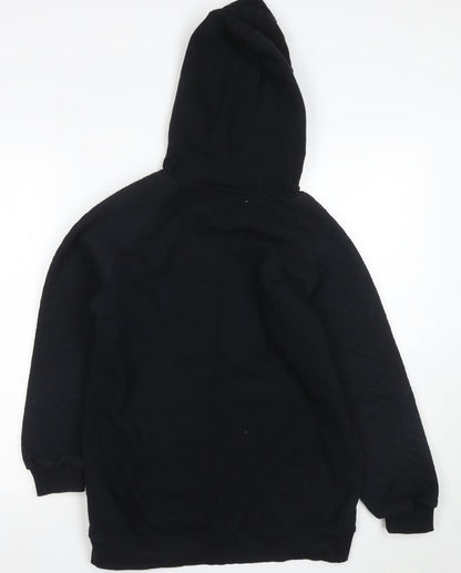 Threadgirls Boys Black Hooded Pullover, 13-14 Years, Graphic Print