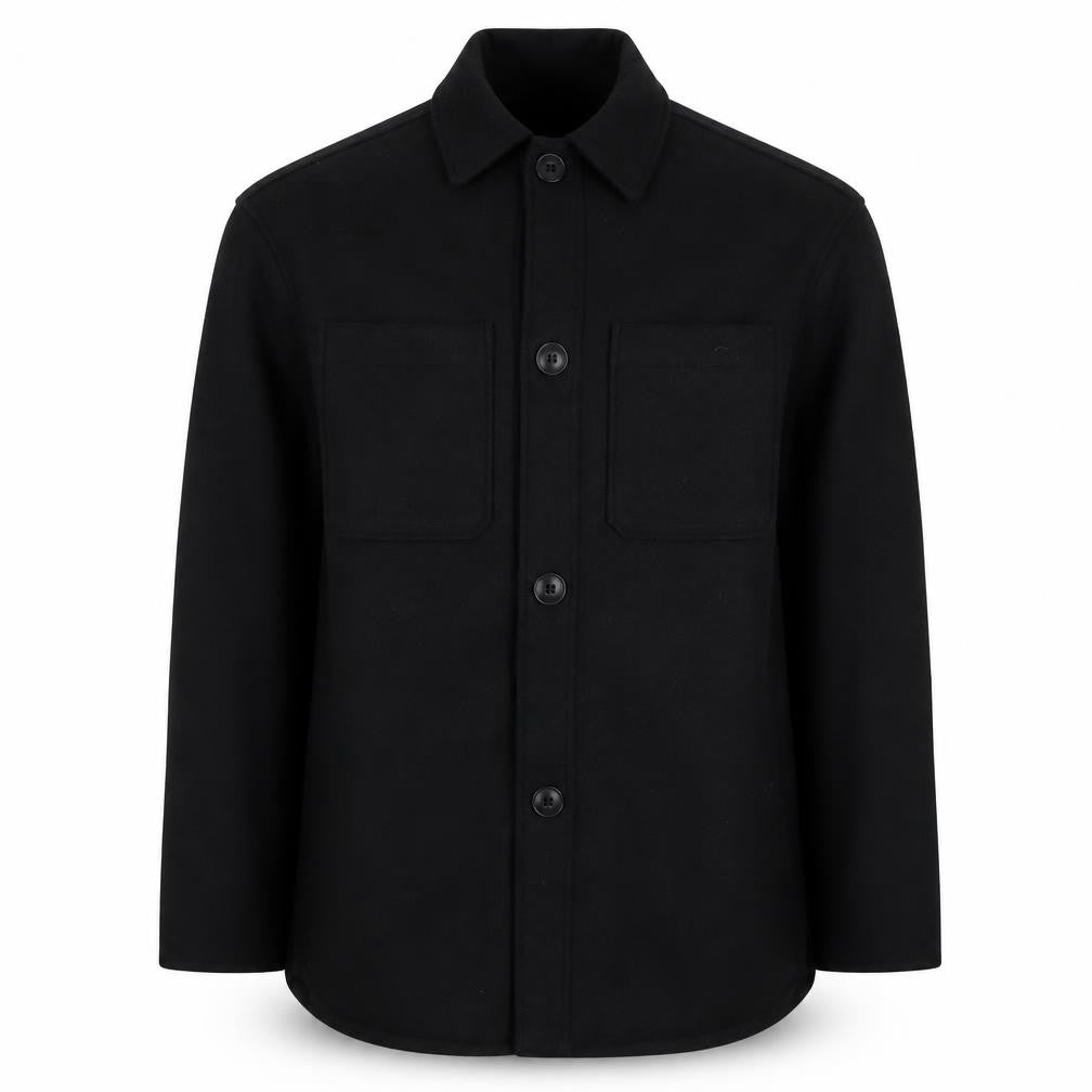 H&M Men's Black Wool Coat, 2XS, Mid-Length, Collared