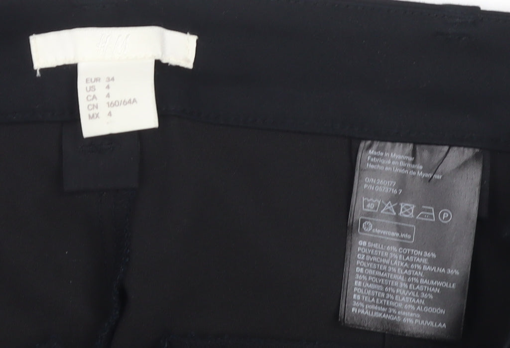 H&M Women's Black Slim Trousers, Size 6, Formal Wear