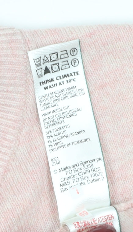 Marks and Spencer Women's Pink Crew Neck Pullover Jumper S