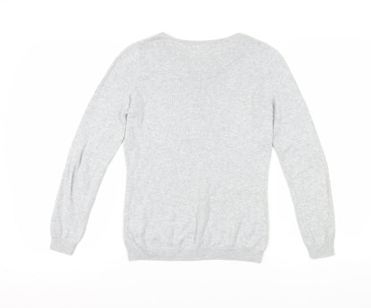 Wallis Petite Grey Beaded Crew Neck Women's Jumper Size 8
