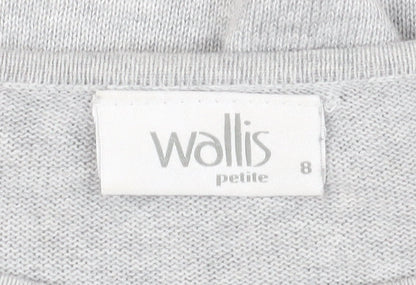 Wallis Petite Grey Beaded Crew Neck Women's Jumper Size 8