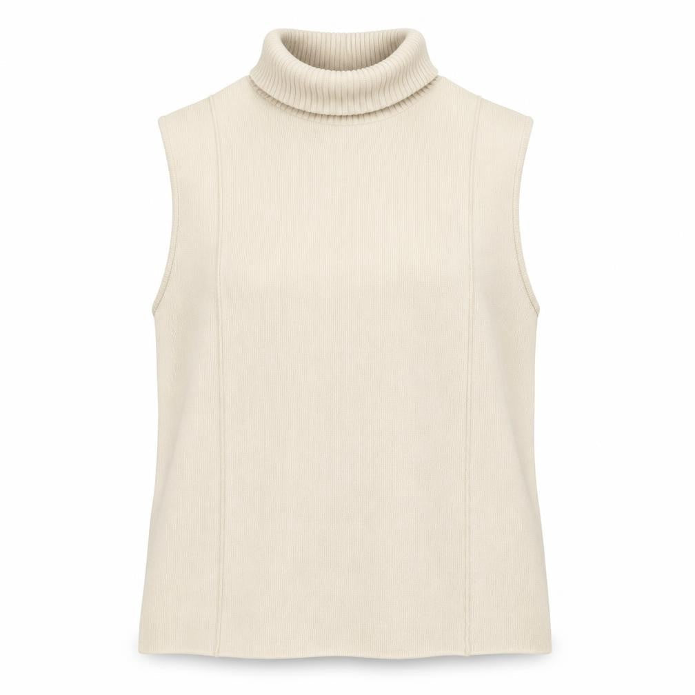 Zara Women's Beige Roll Neck Sleeveless Vest