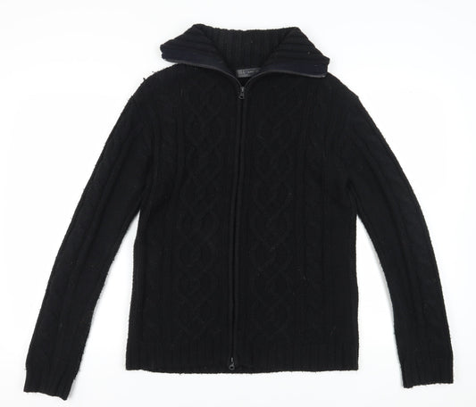 Zara Women’s Black L Cable-Knit Full Zip Jumper