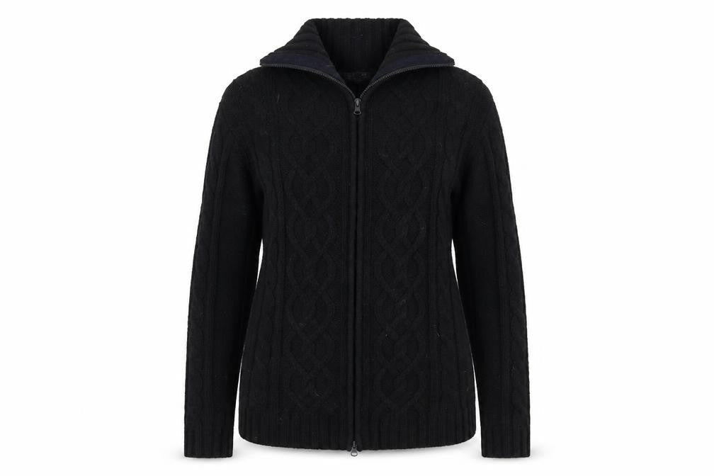 Zara Women’s Black L Cable-Knit Full Zip Jumper