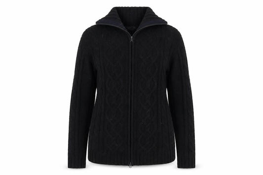 Zara Women’s Black L Cable-Knit Full Zip Jumper