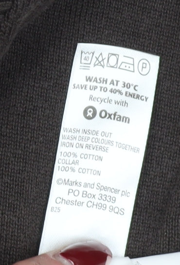 Marks and Spencer Unisex Brown XL Collared Pullover Jumper