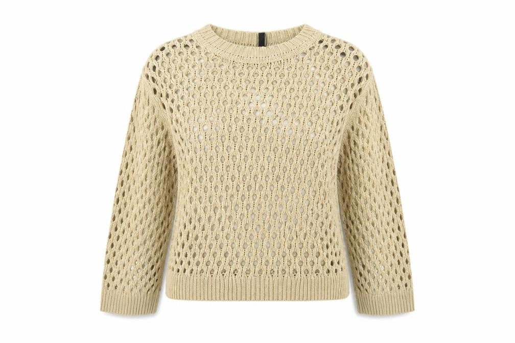 H&M Women Beige Pullover Jumper Size 10 Open-Knit