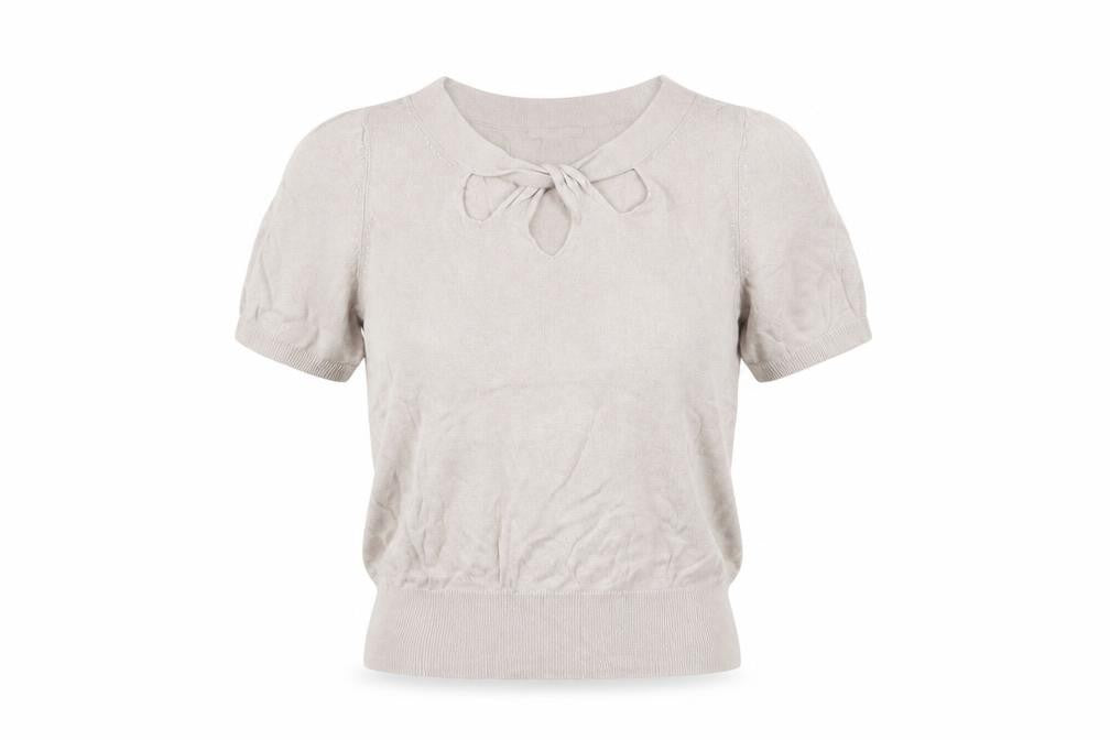 H&M Women's Beige Bow Neck Top XS