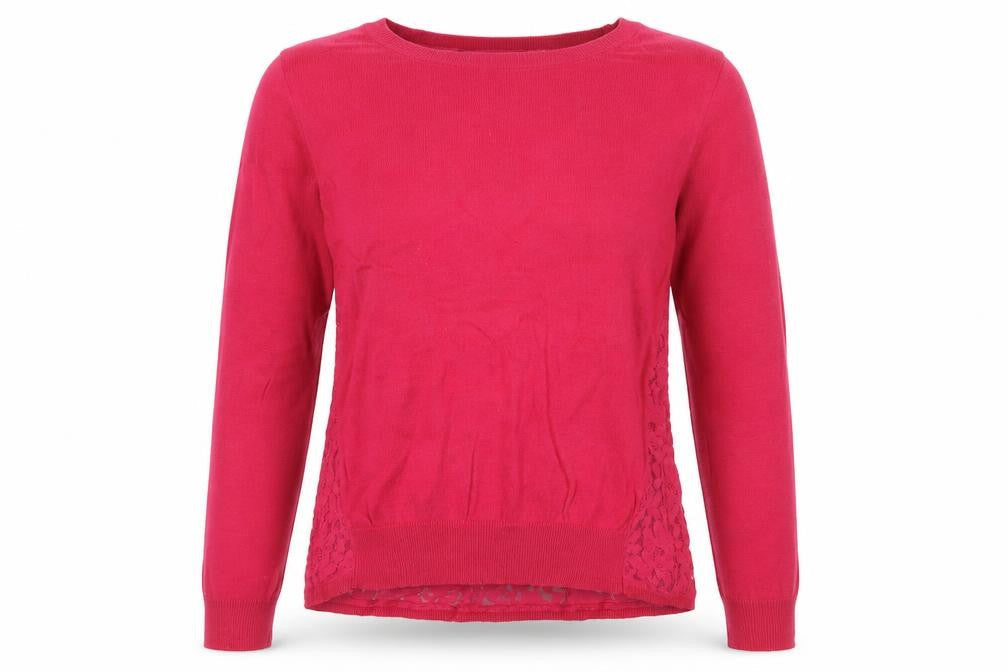Miss Selfridge Women's Pink Pullover Jumper Size 6 with Lace Accents
