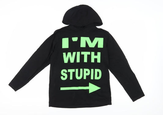 Debenhams Boys Black Graphic Pullover Hoodie 11-12 Years