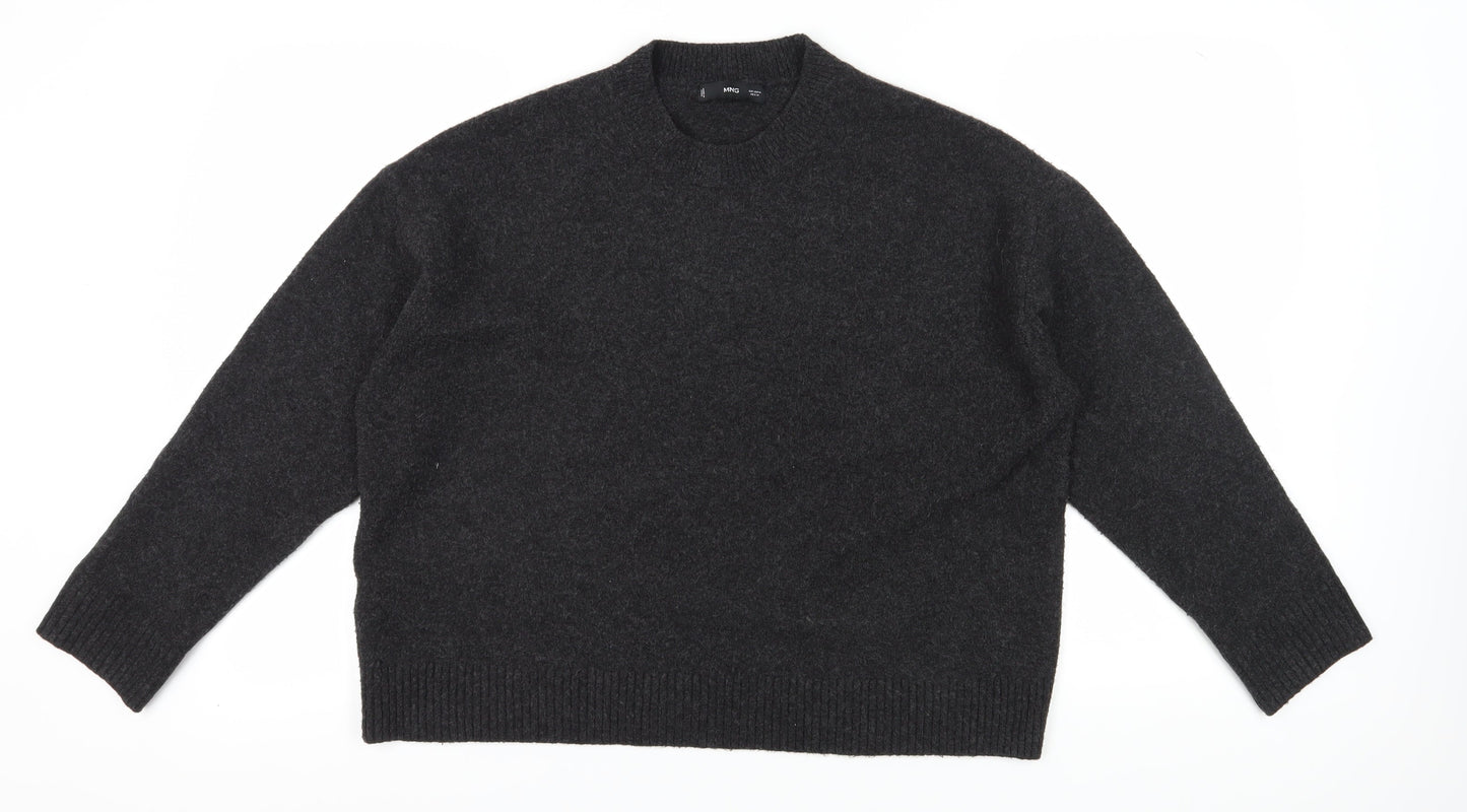 MNG Women's Black Medium Jumper Round Neck Casual Knit