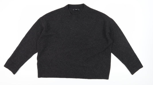 MNG Women's Black Medium Jumper Round Neck Casual Knit