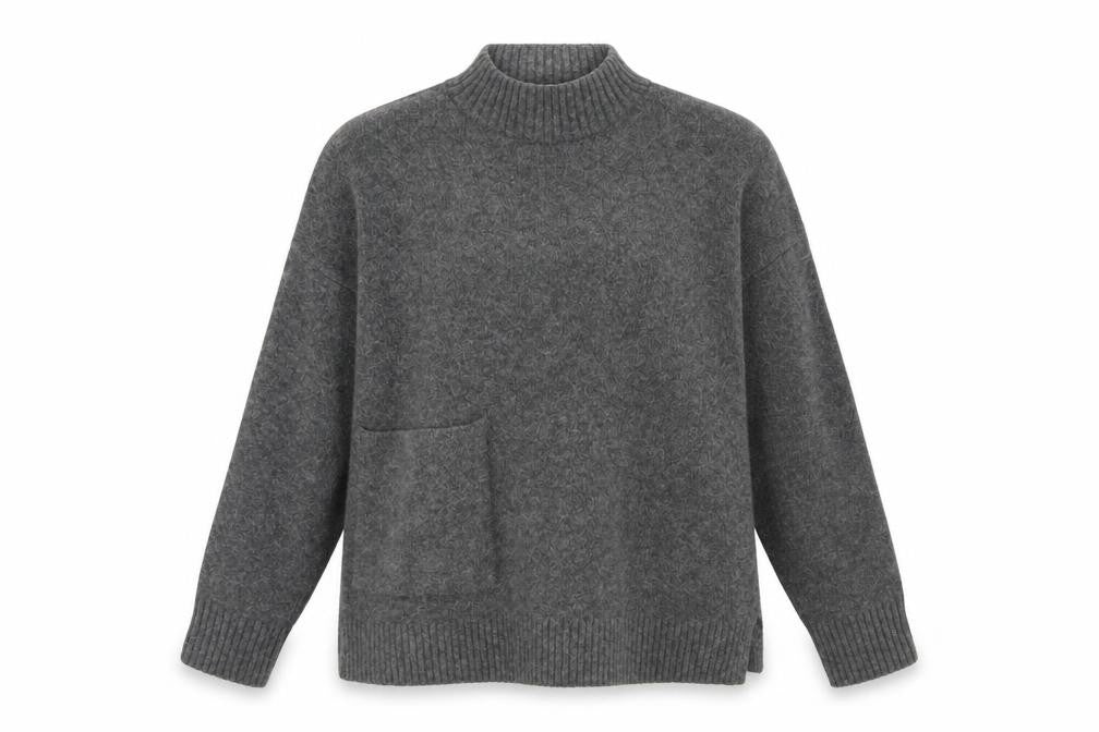 Zara Women's Grey Mock Neck Wool Blend Pullover Jumper