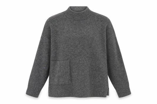 Zara Women's Grey Mock Neck Wool Blend Pullover Jumper
