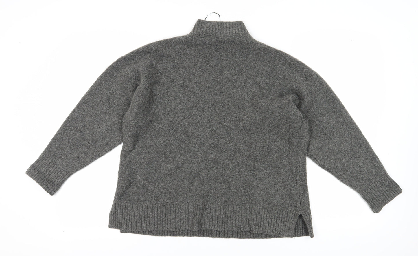 Zara Women's Grey Mock Neck Wool Blend Pullover Jumper