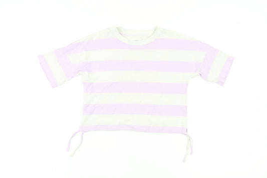 John Lewis Girls Striped Cropped T-Shirt, Size 10, Multicoloured