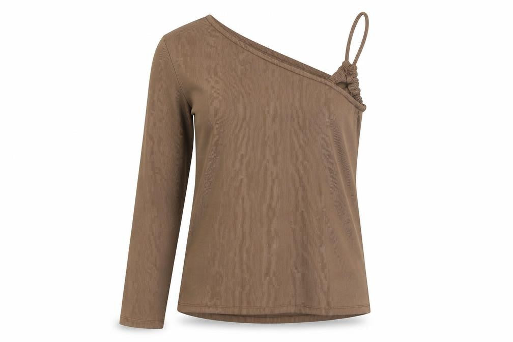 MNG Women's Brown One Shoulder Blouse, Size 14