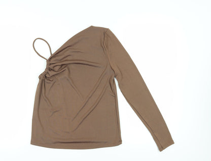 Mango Women's Brown One Shoulder Blouse, Size 14