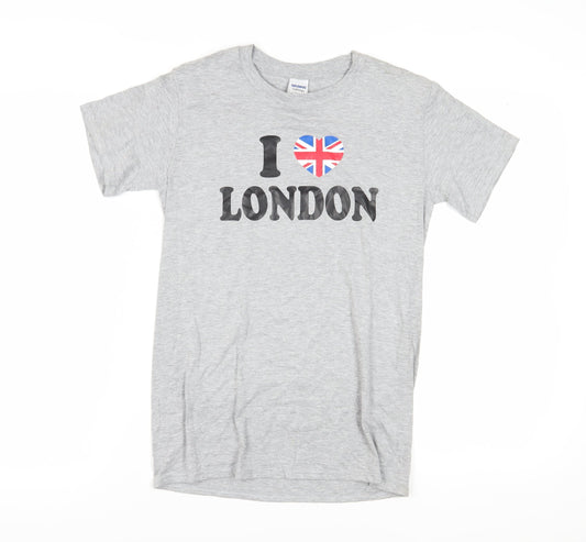 Gildan Unisex Grey T-Shirt, London Theme, Size S