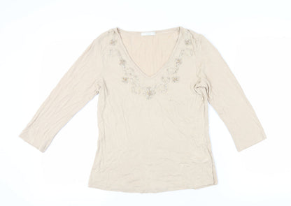 Marks & Spencer Women's Beige 3/4 Sleeve Blouse