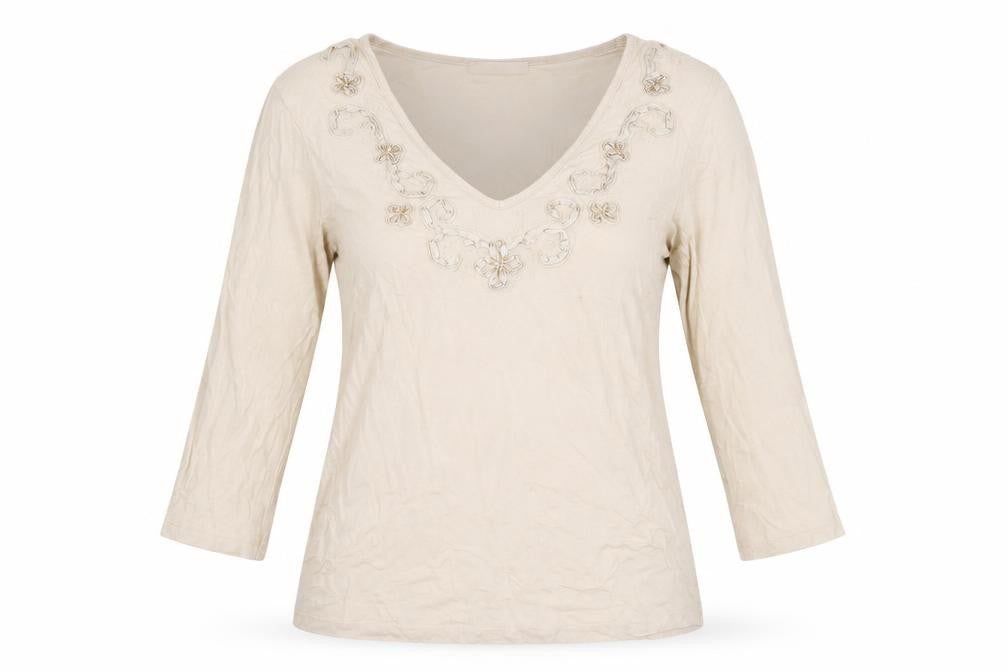 Marks & Spencer Women's Beige 3/4 Sleeve Blouse