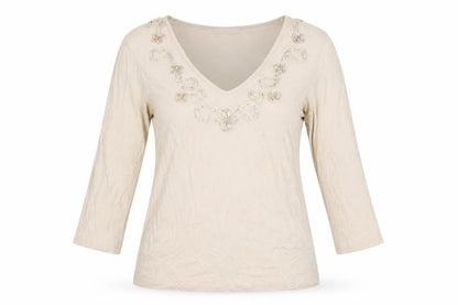 Marks & Spencer Women's Beige 3/4 Sleeve Blouse