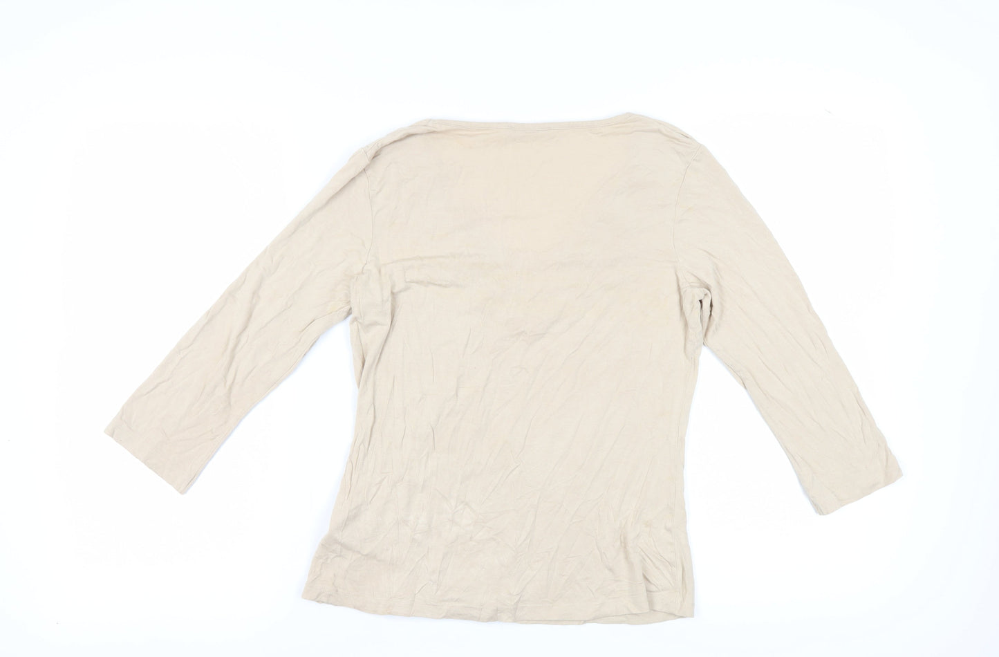 Marks and Spencer Women's Beige 3/4 Sleeve Blouse