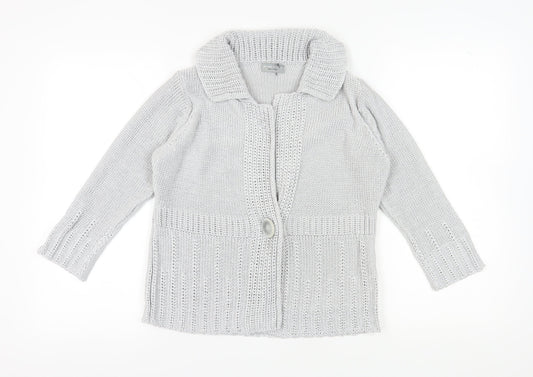 Marks and Spencer Women's Grey Cardigan M Chunky-Knit