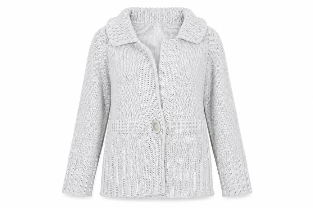 Marks & Spencer Women's Grey Cardigan M Chunky-Knit