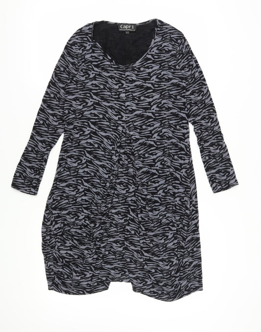 Capri Women's Black XS Trapeze & Swing Animal Print Dress