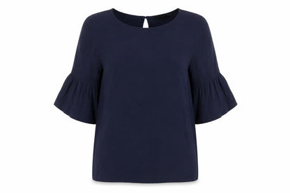 Front view of ESPRIT Women's Blue 3/4 Sleeve Blouse, size 6