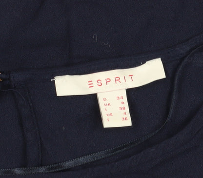 Close-up detail of ESPRIT Women's Blue 3/4 Sleeve Blouse, size 6