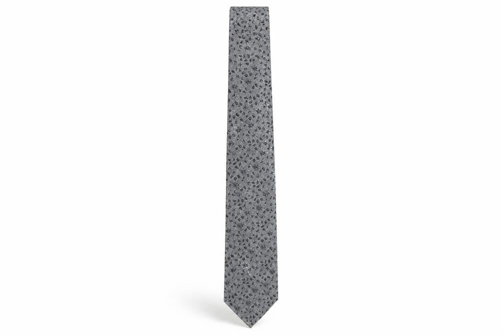 Woodstock Men's Grey Floral Silk Slim Tie
