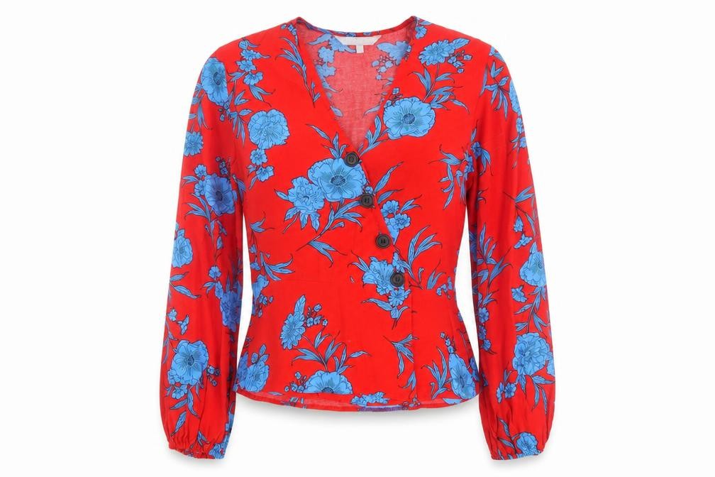 Red Herring Floral Wrap Blouse, Women, Red, Size 8