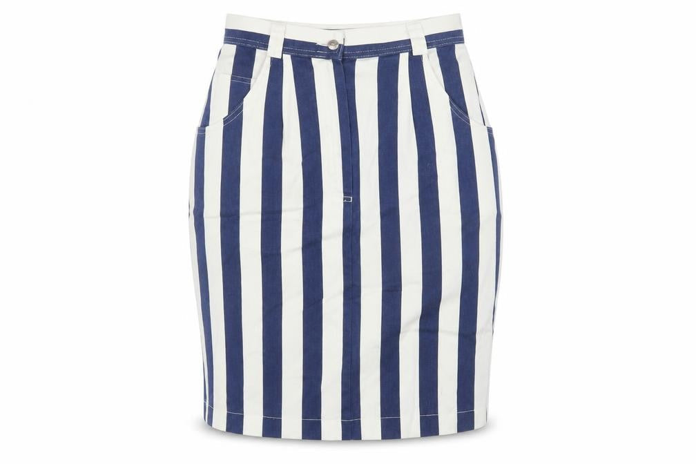 Marks & Spencer Women's Blue Striped Pencil Skirt Size 10