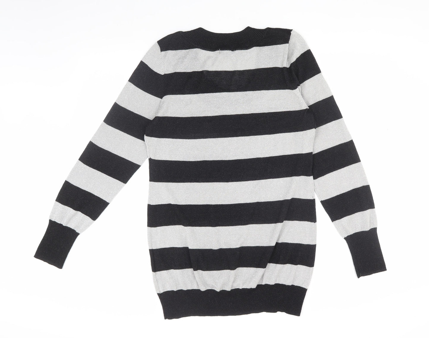 H&M Women's Black L Pullover Jumper - Striped Knit