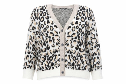 Front view of Kaleidoscope Women's Multicoloured Leopard Cardigan, size 16