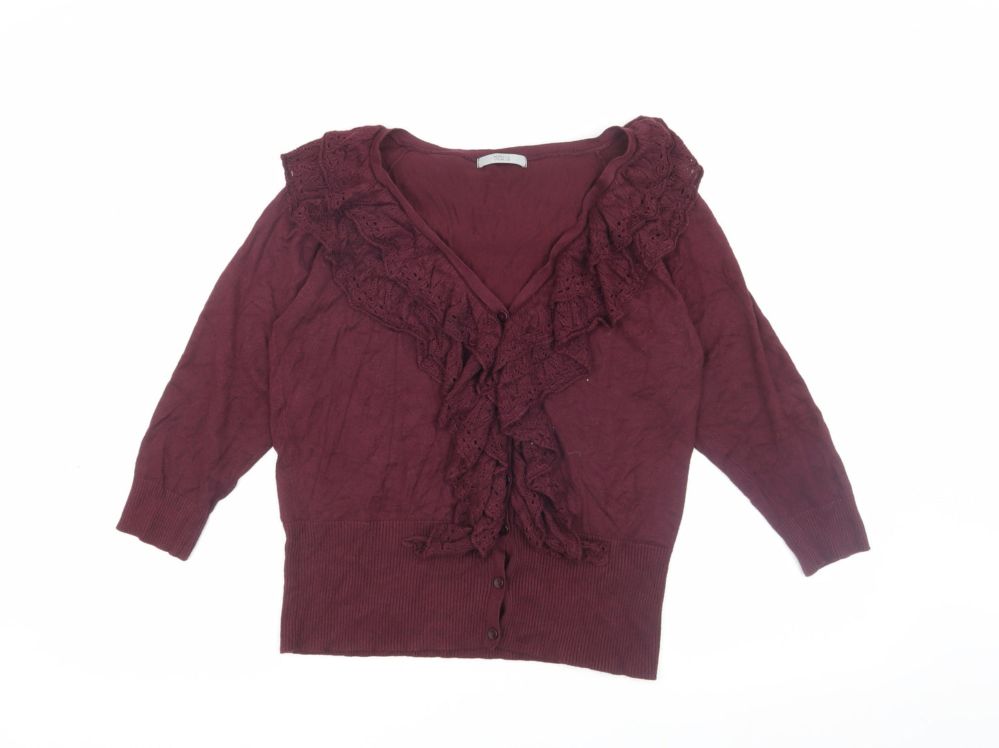 Marks and Spencer Women's Red Cardigan, Size 16, 3/4 Sleeve
