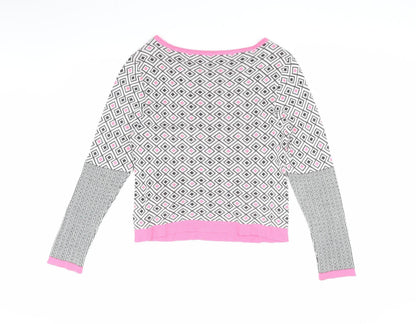 Love Label Women's Pink Geometric Pullover Jumper, Size 10
