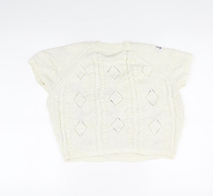 Cider Women's Ivory L Embroidered Knit T-Shirt