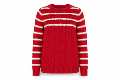 Next Women's Red Cable-Knit Striped Jumper, Size 12