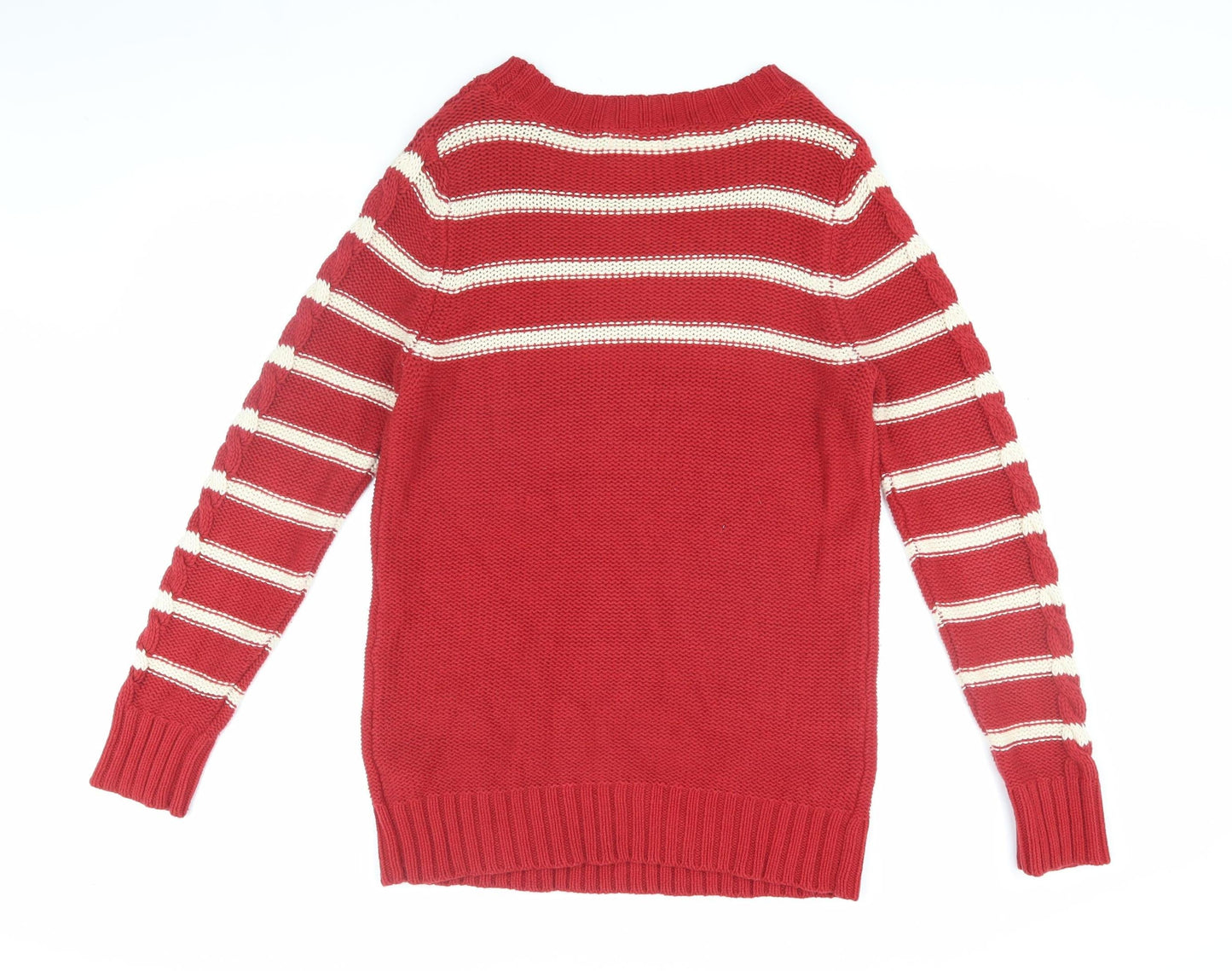 Next Women's Red Cable-Knit Striped Jumper, Size 12