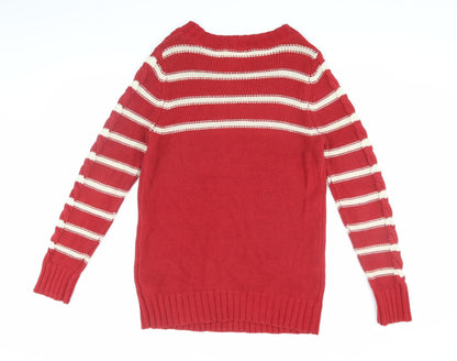 Next Women's Red Cable-Knit Striped Jumper, Size 12