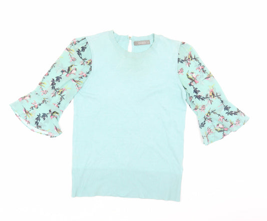 Oasis Women's Blue Floral 3/4 Sleeve Blouse XS