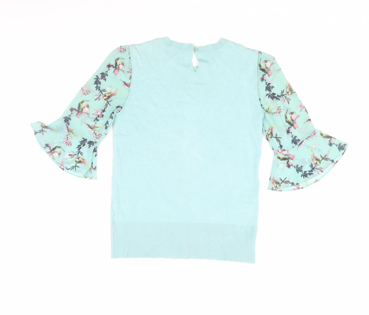Oasis Women's Blue Floral 3/4 Sleeve Blouse XS