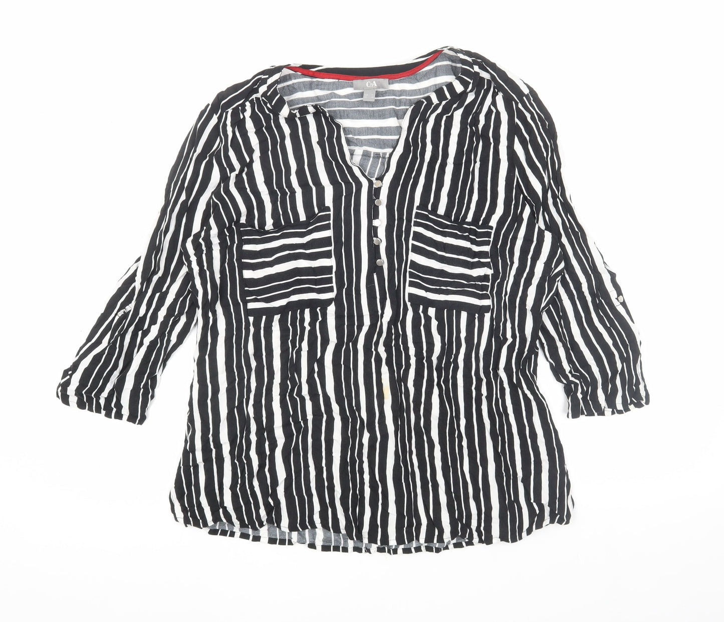 C&A Women's Striped Black Tunic Blouse Size 16