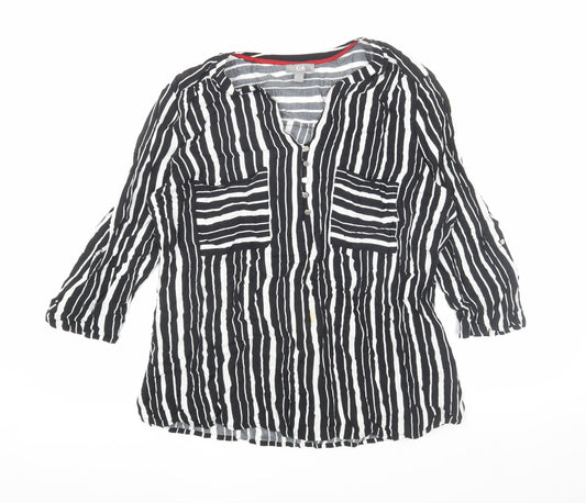 C&A Women's Striped Black Tunic Blouse Size 16