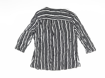 Back view of C&A Women's Striped Black Tunic Blouse, size 16